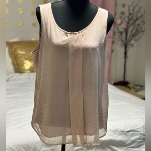 Ann Taylor Blush Gold Polka Dot Sleeveless Blouse Large